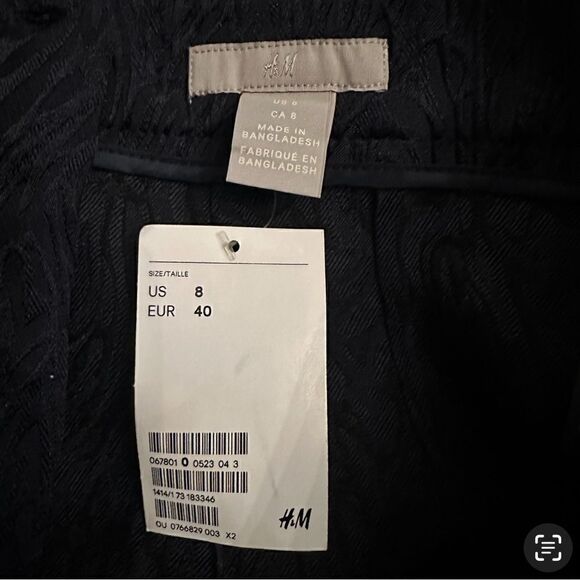 New! H&M Navy Blue Textured Mini Skirt Sz 8 - Picture 4 of 5